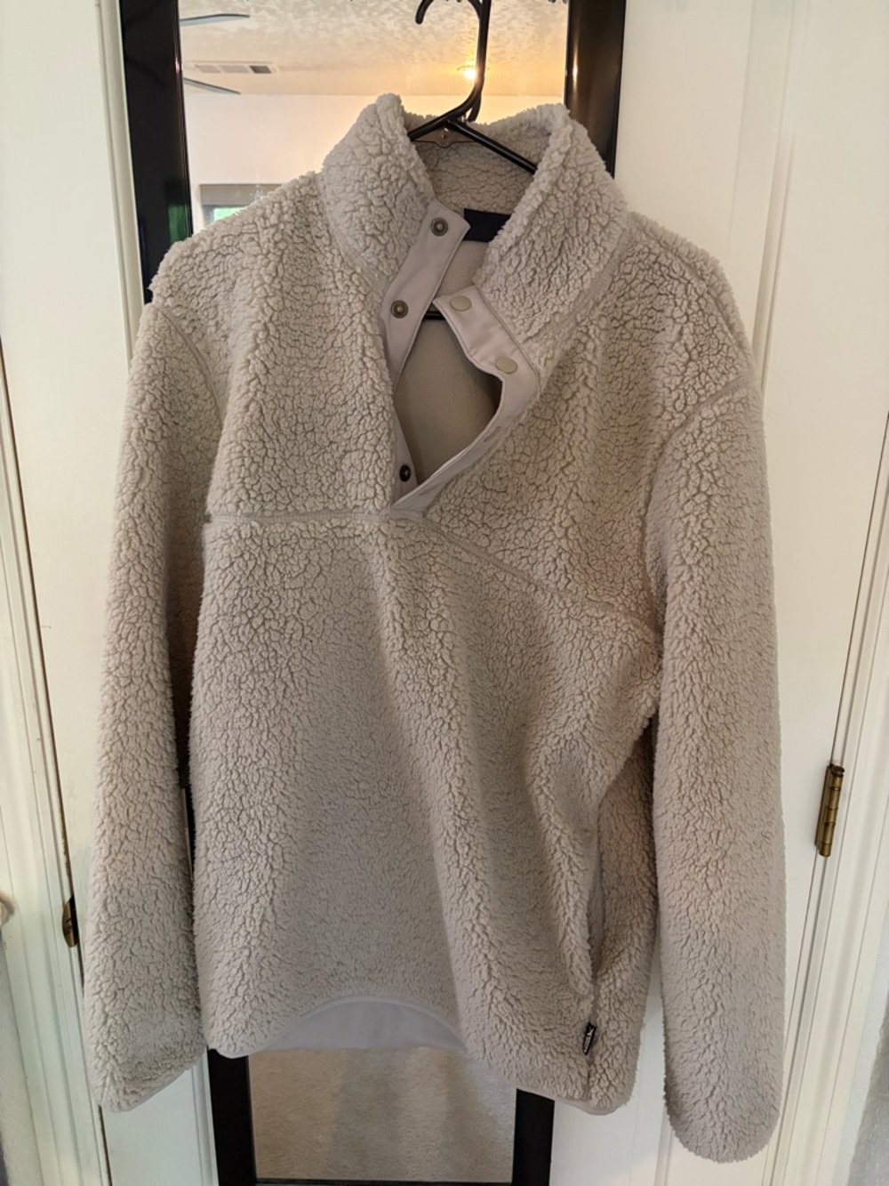 Eddie Bauer Light Cream Sherpa Snap-Front Zip Pullover